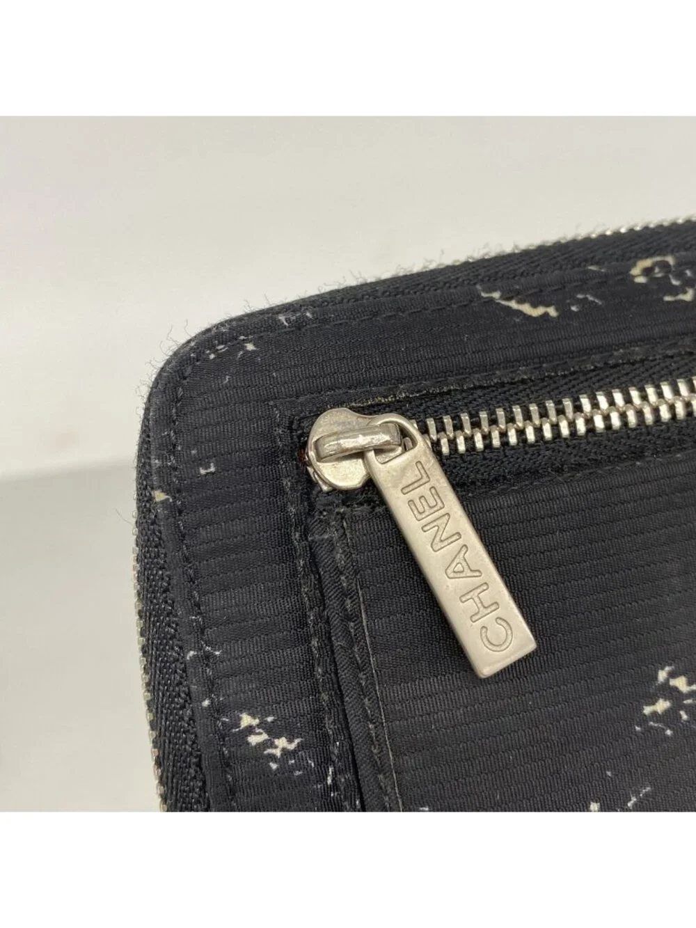 Chanel Wallet Vintage Travel Nylon Black Silver